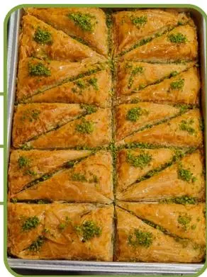 Carrot-slice (havuç dilimi) baklava with pistachio.