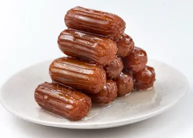 Bamya — large ribbed semolina sweets soaked in syrup.
