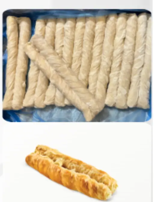 Double pastry roll filled with cheese, ready to bake from frozen.