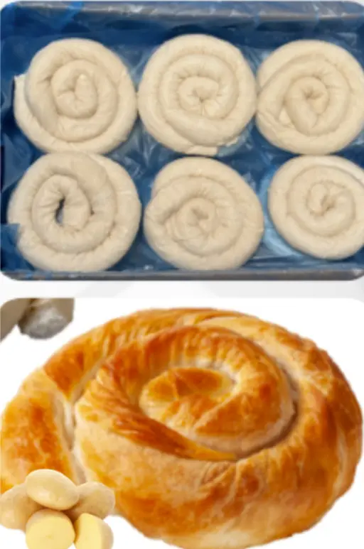 Spiral filo pastry filled with spiced potato, ready to bake from frozen.
