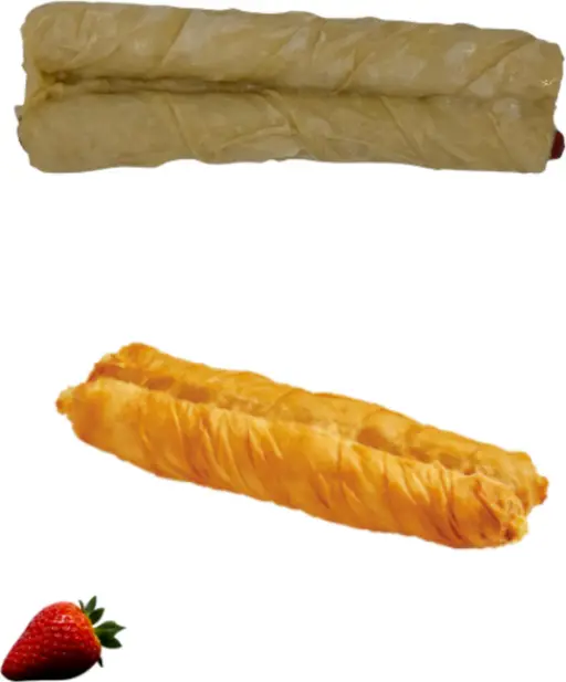 Sweet pastry roll filled with strawberry and cream.