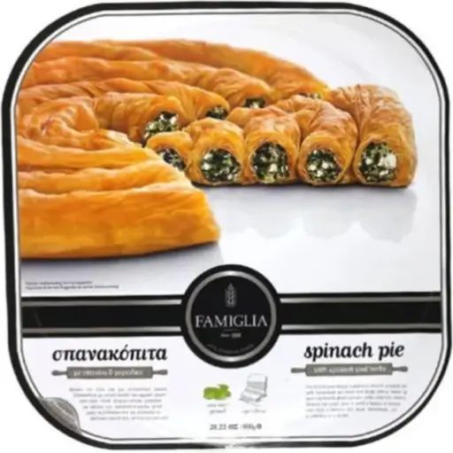 Tray-baked Turkish börek filled with spinach and cheese. Famiglia brand.