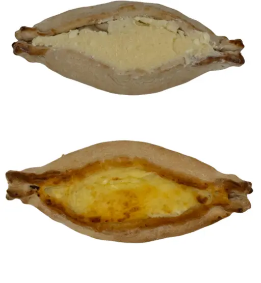 Mini Turkish pide boats filled with melted cheese, ready to bake from frozen.