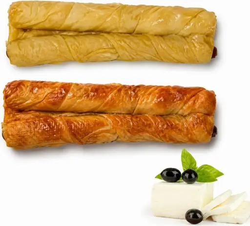 Double pastry roll filled with olive and cheese, ready to bake from frozen.