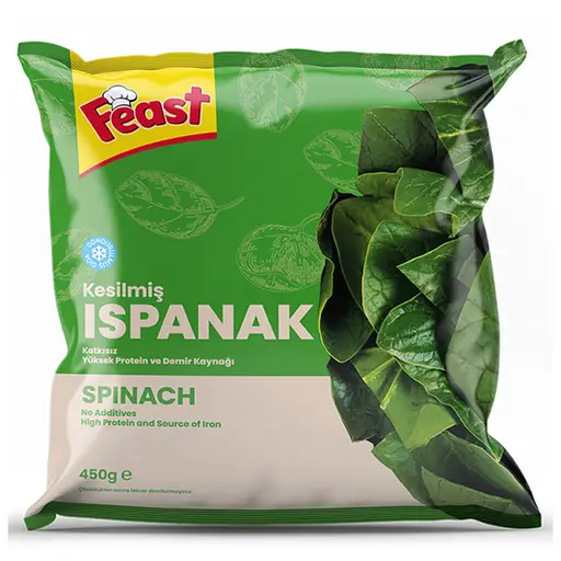 Feast chopped spinach, frozen and ready to cook straight from the pack.
