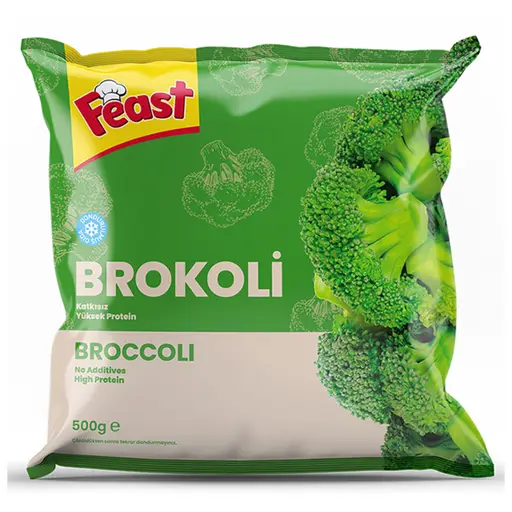 Feast broccoli florets, frozen and ready to cook from frozen.