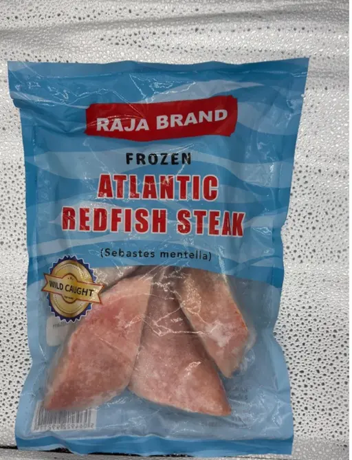 Atlantic redfish steaks, frozen. Raja brand.