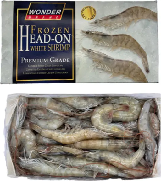 Ecuadorian vannamei prawns, grade 30/40, frozen.