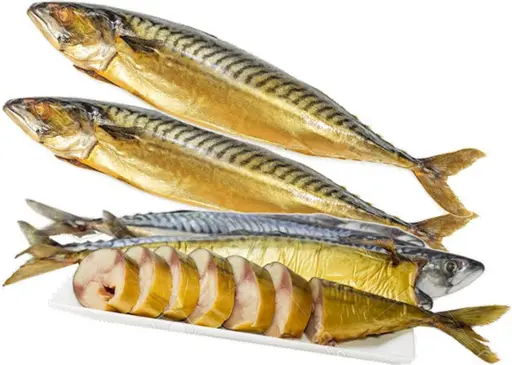 Ready-to-eat smoked mackerel fillets.