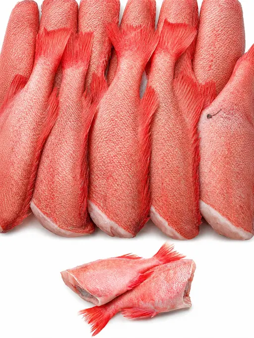 Whole orange red bream, frozen.
