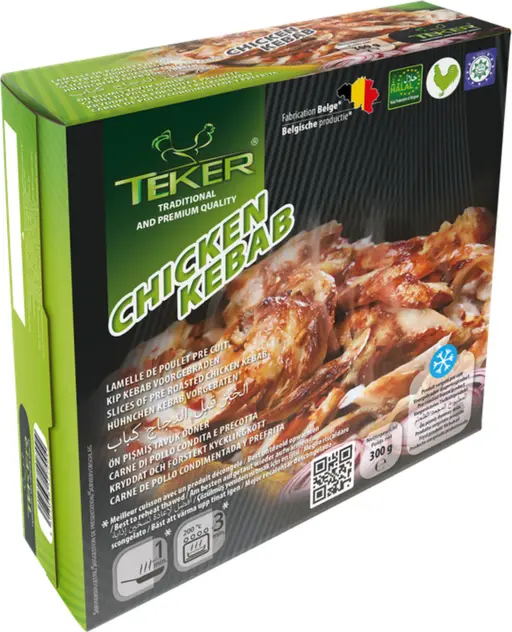 TEKER seasoned chicken kebab, ready to grill or cook from frozen.