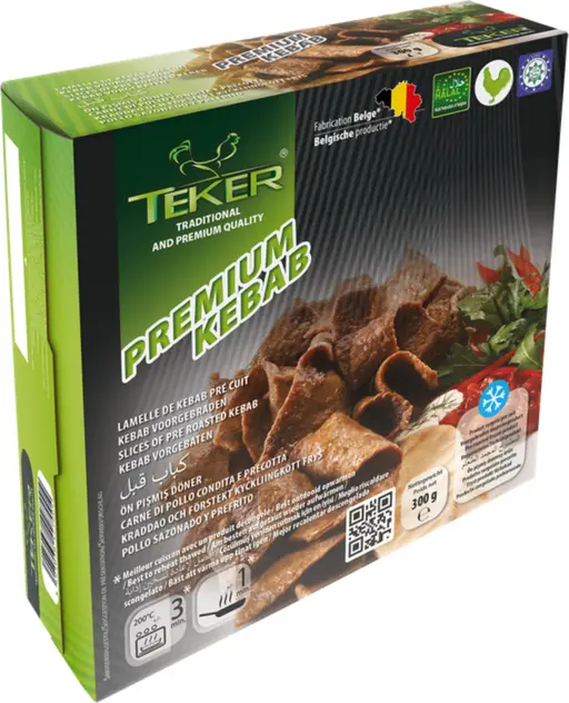TEKER premium seasoned kebab, ready to grill or cook from frozen.