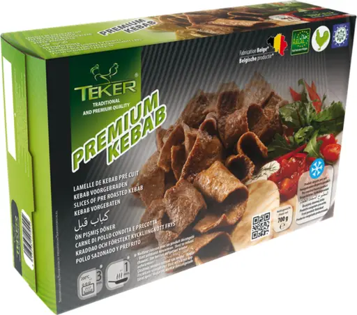 TEKER premium seasoned kebab, ready to grill or cook from frozen.