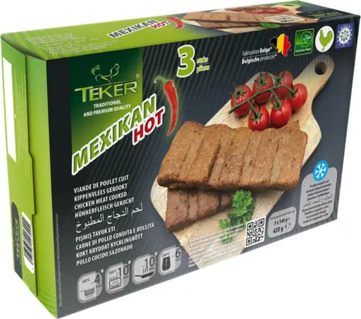 TEKER Mexican-style spiced kofte patties, ready to grill or cook from frozen.