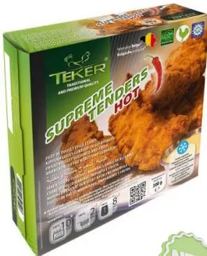 TEKER spicy chicken tenders, ready to cook from frozen.