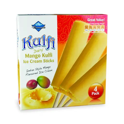 Everest mango kulfi sticks, carton of six four-packs (70 ml each).