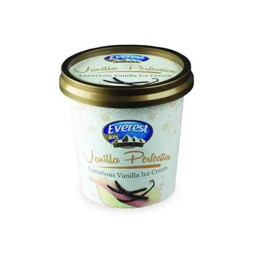 Everest Gold Cups vanilla ice cream, single-serve 125 ml cups, twelve per case.