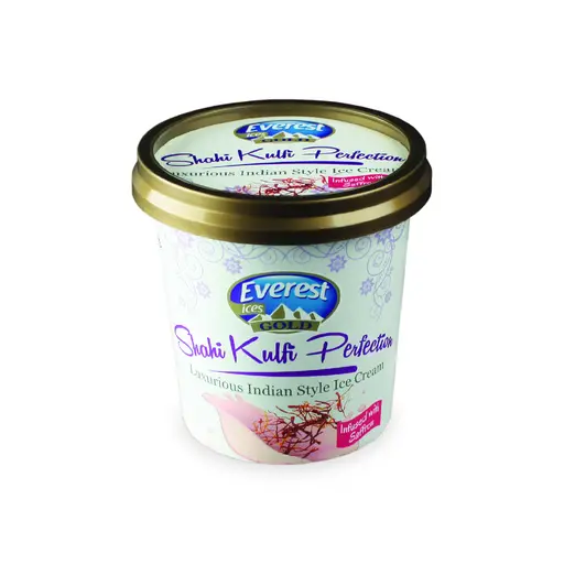 Everest Gold Cups Shahi kulfi, single-serve 125 ml cups, twelve per case.