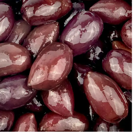 Whole Kalamata olives in brine.