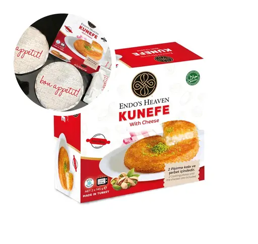 Kunefe — shredded kataifi pastry filled with melted cheese in syrup.